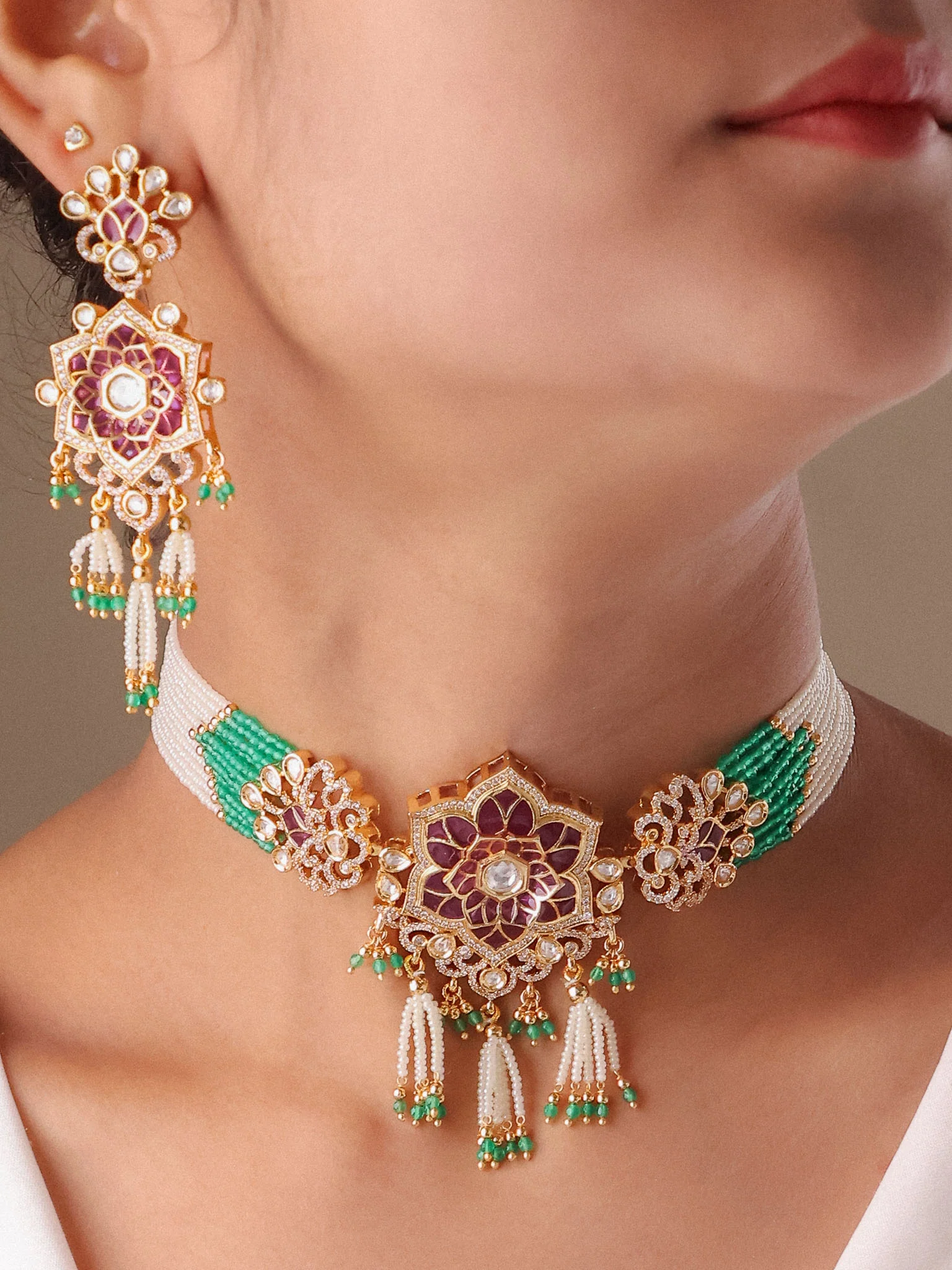 Zarina Floral Polki Choker Set