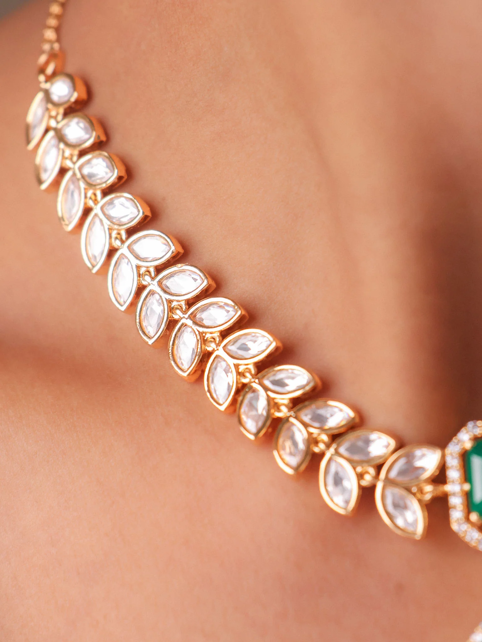 Zariya Emerald Cascade Necklace Set - Image 3
