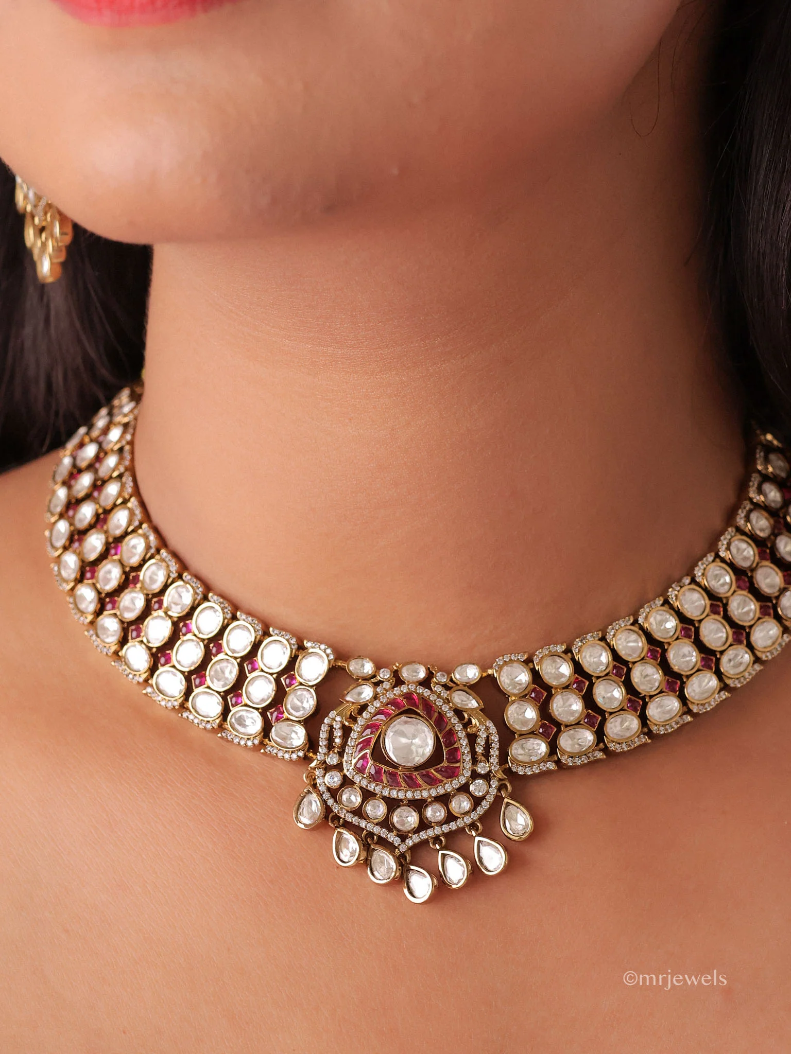 Zariya Statement Polki Gulbandh Necklace - Image 4