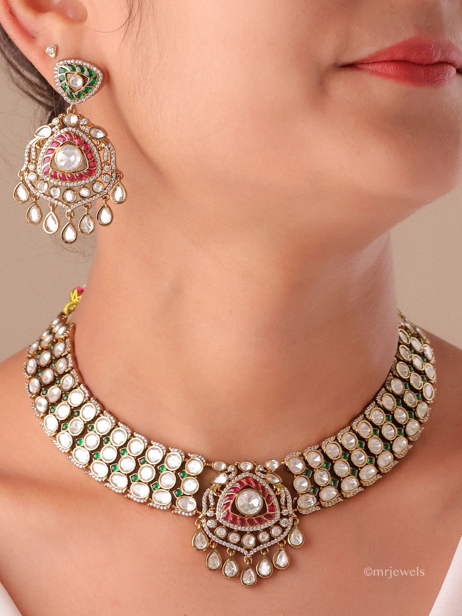 Zariya Statement Polki Gulbandh Necklace - Image 5