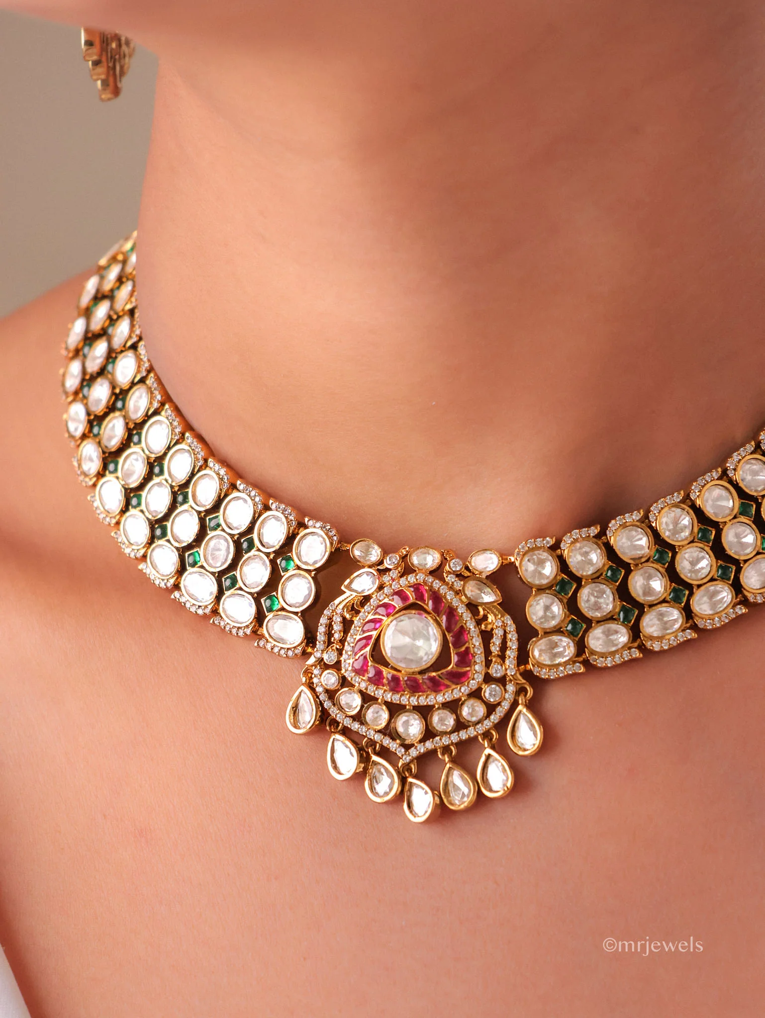 Zariya Statement Polki Gulbandh Necklace - Image 6