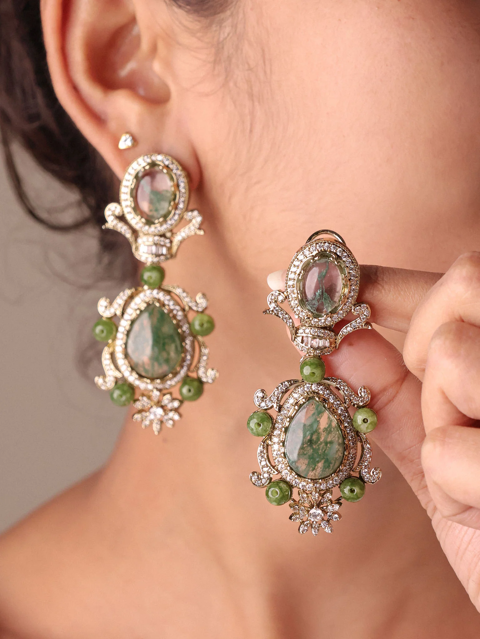 Zarmina Emerald Regal Drop Earrings
