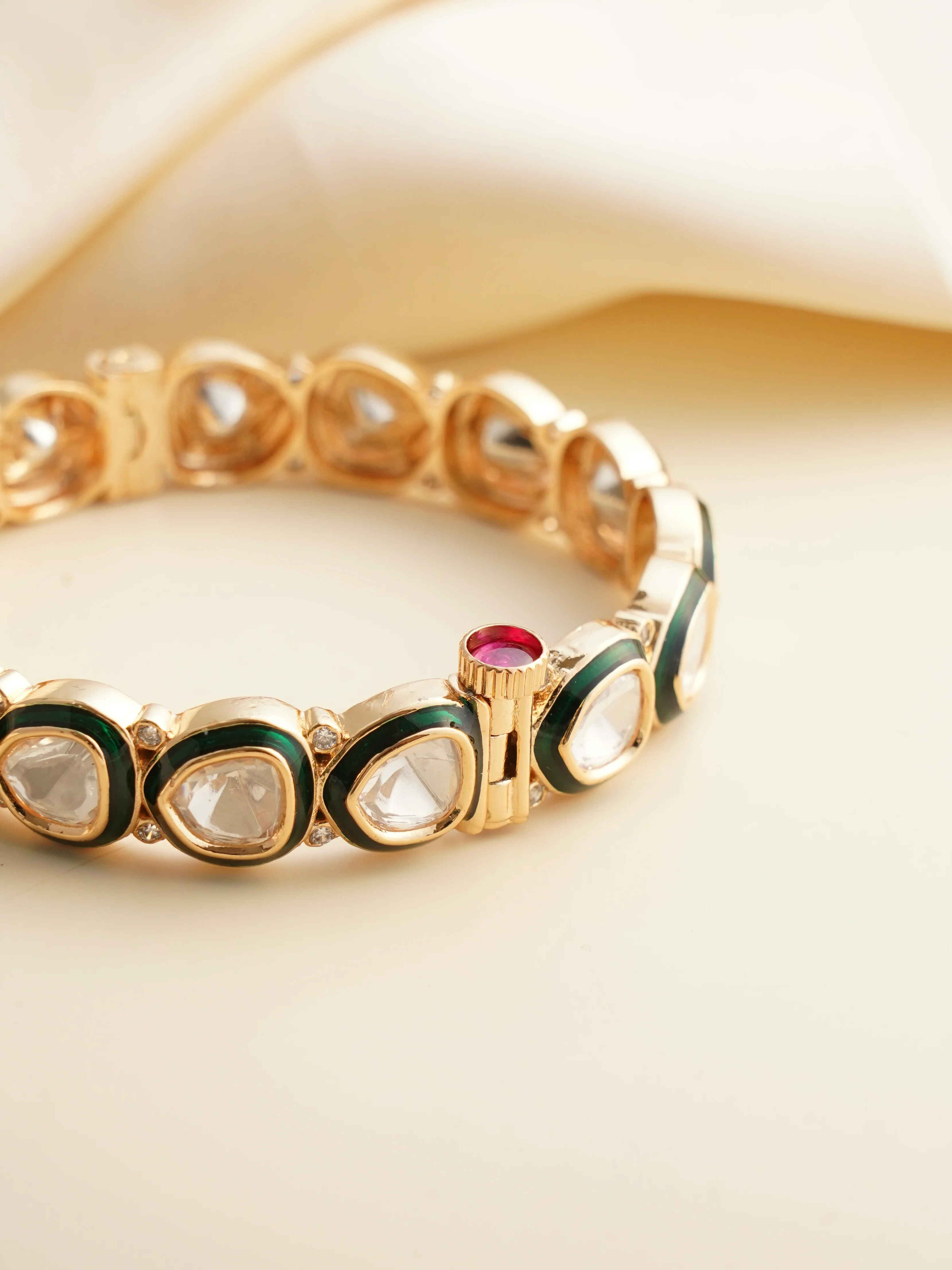Zarreen Kundan Polki Bangle  Kada- Openable - Image 2