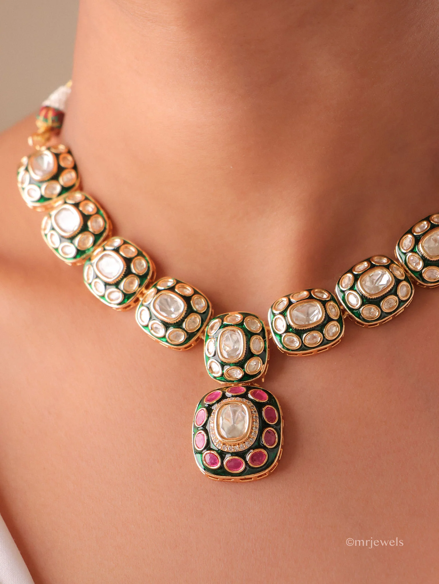 Zarvaya Polki Meenakari Necklace Set - Image 2