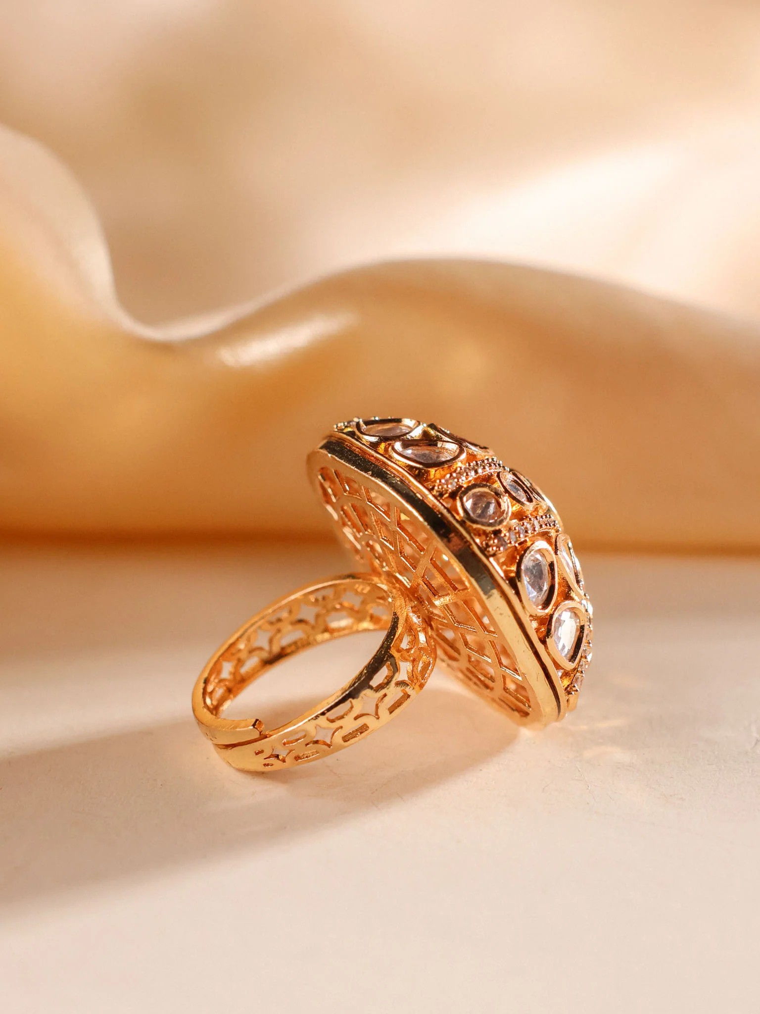 Zeenat Riwaayat Polki Statement Ring - Image 3