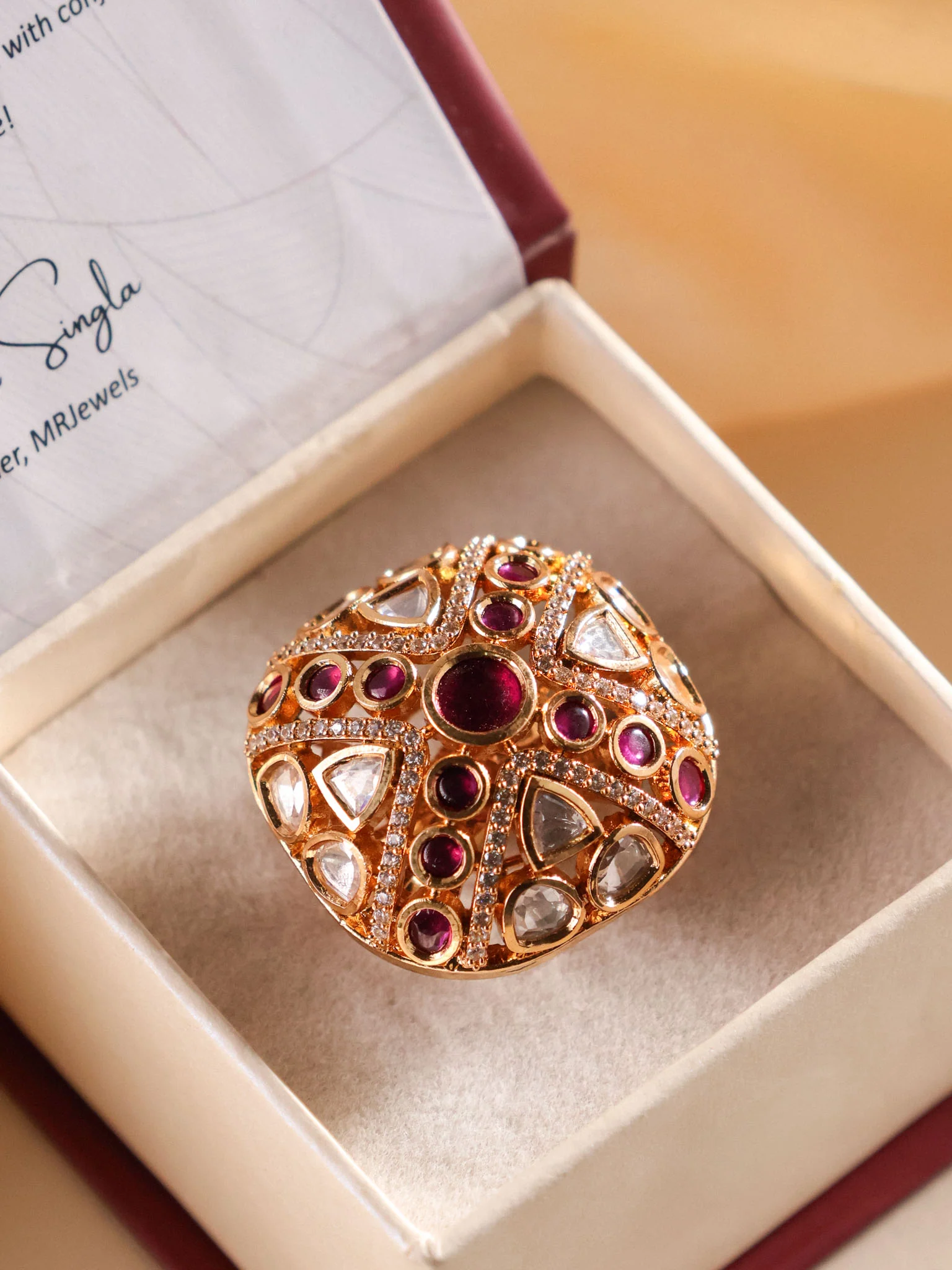 Zeenat Riwaayat Polki Statement Ring - Image 4