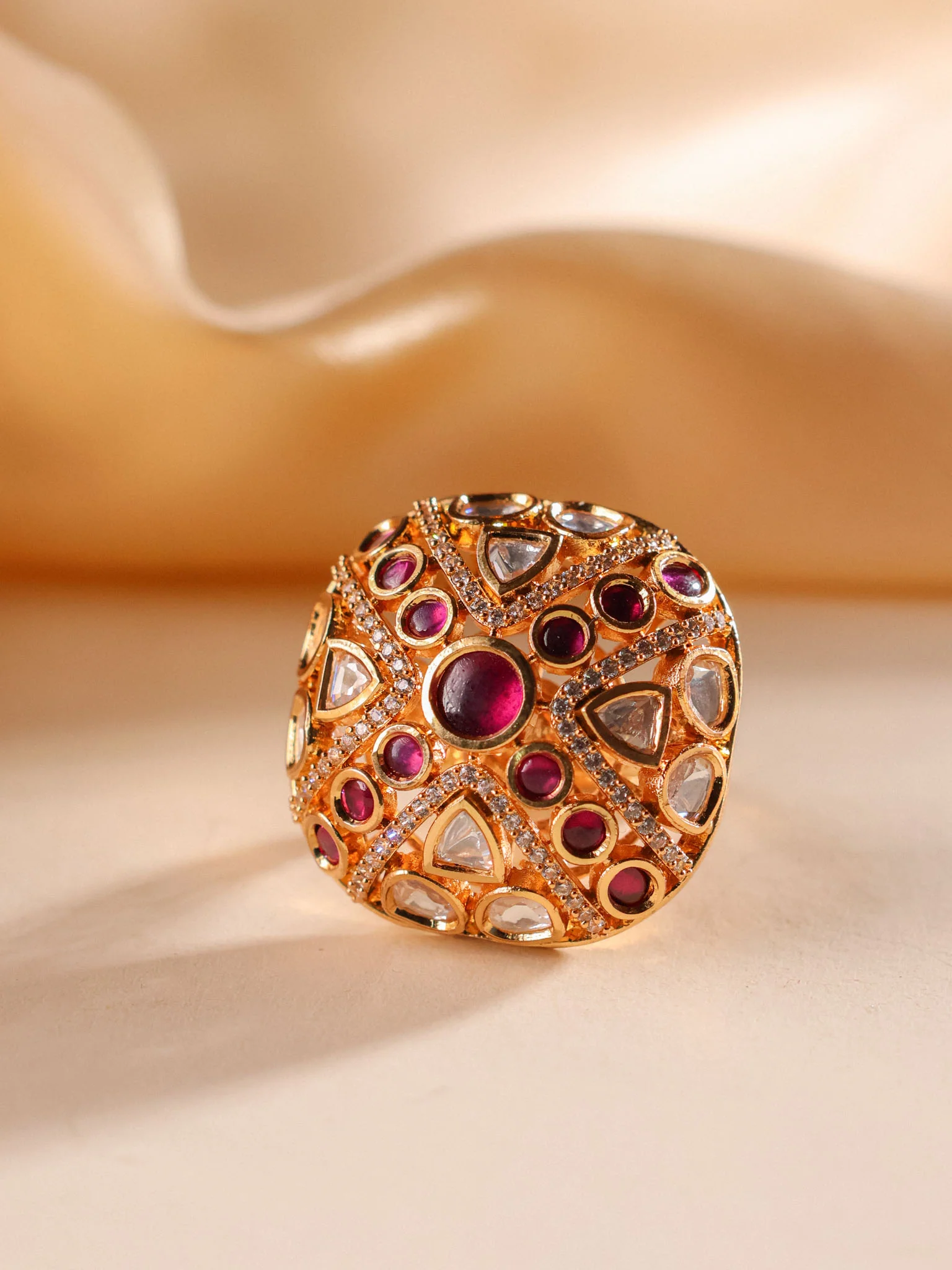 Zeenat Riwaayat Polki Statement Ring - Image 5