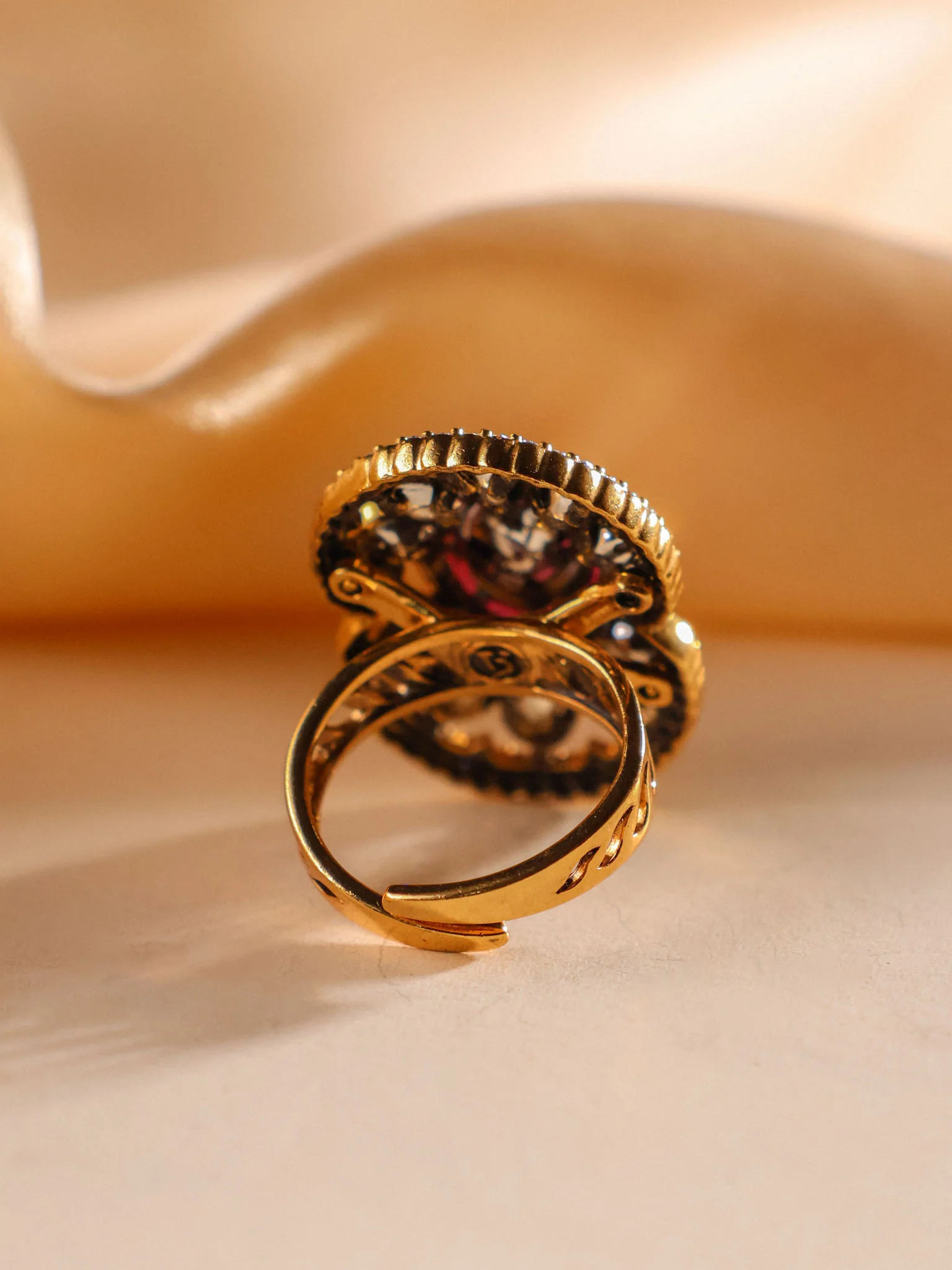 Zehra Antique Polki Cocktail Ring - Image 3
