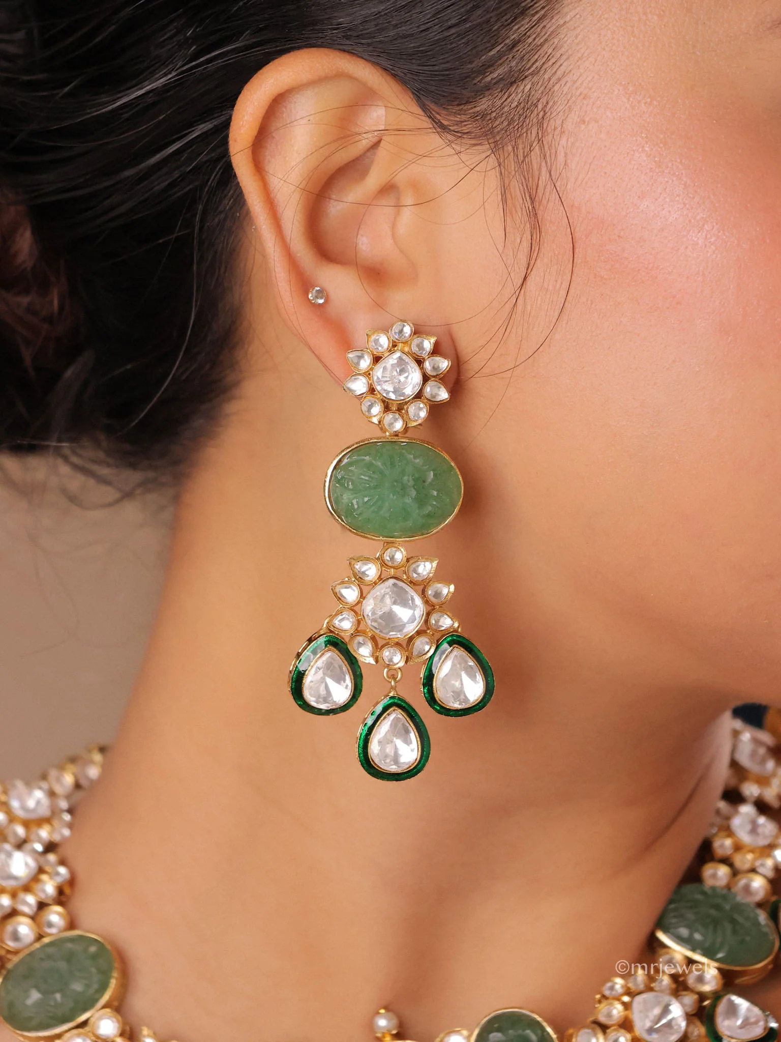 Zehra Jade Polki Choker Set - Image 3