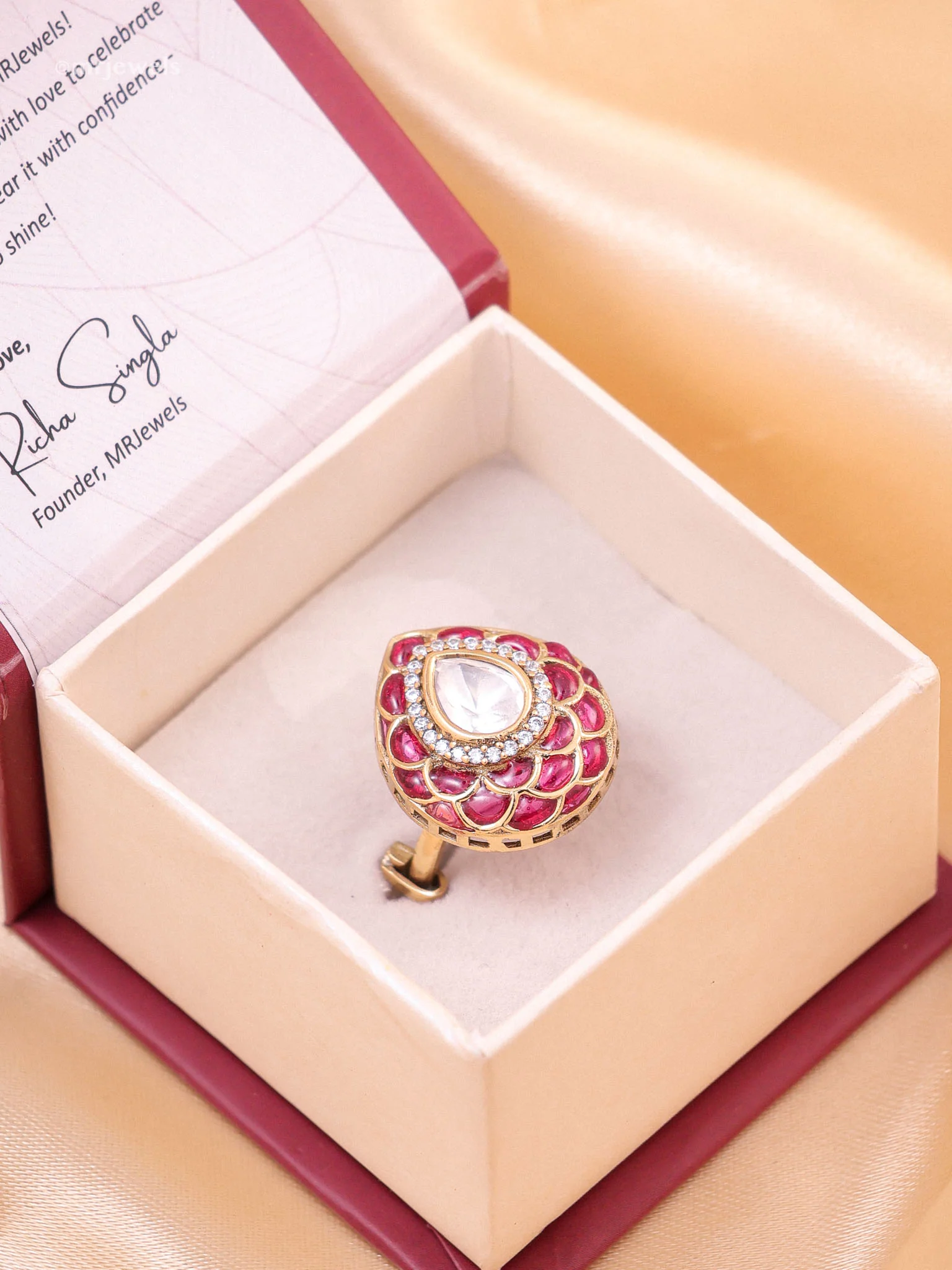 Zehra Meenakari Polki Ring