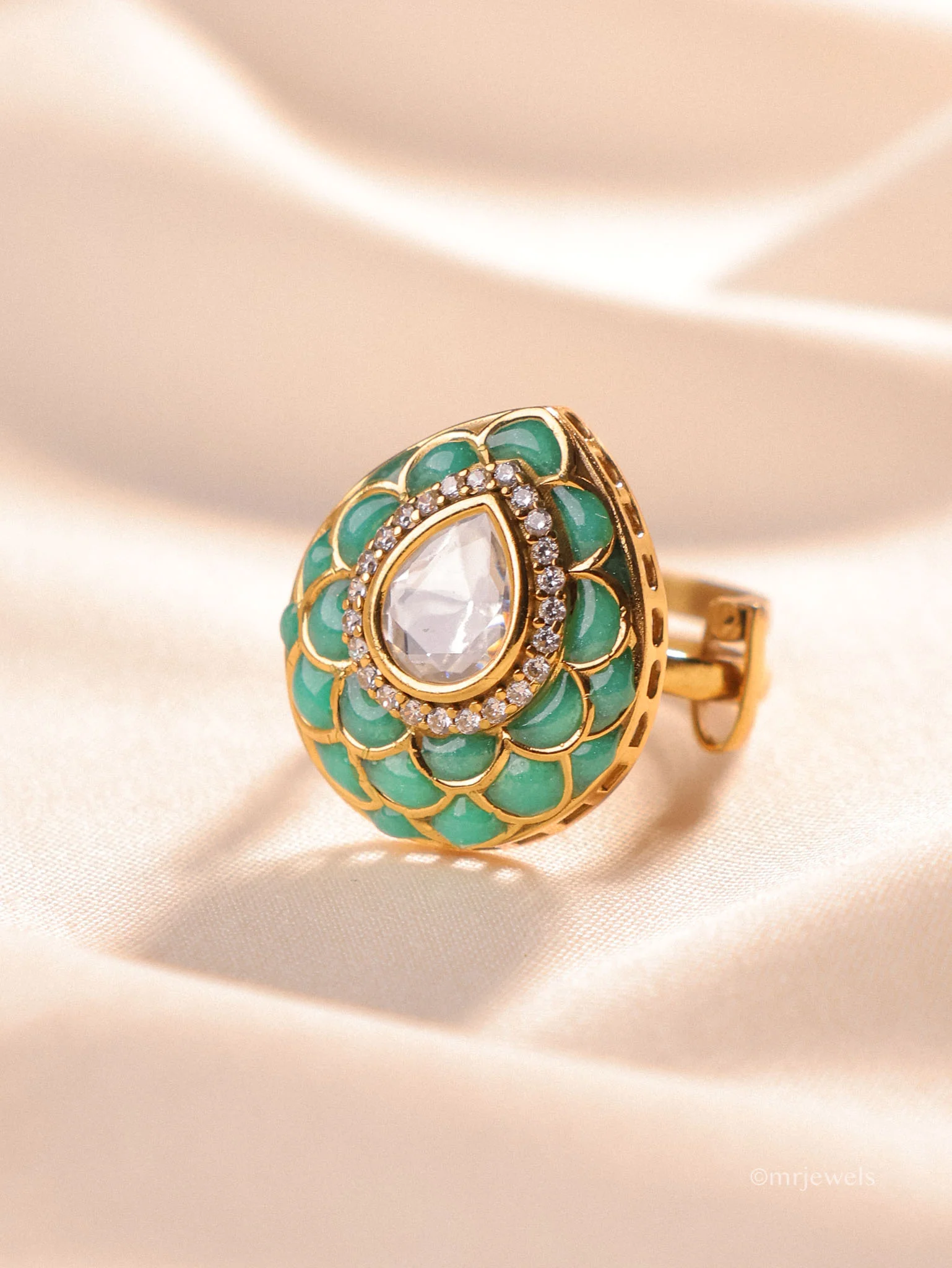 Zehra Meenakari Polki Ring - Image 10