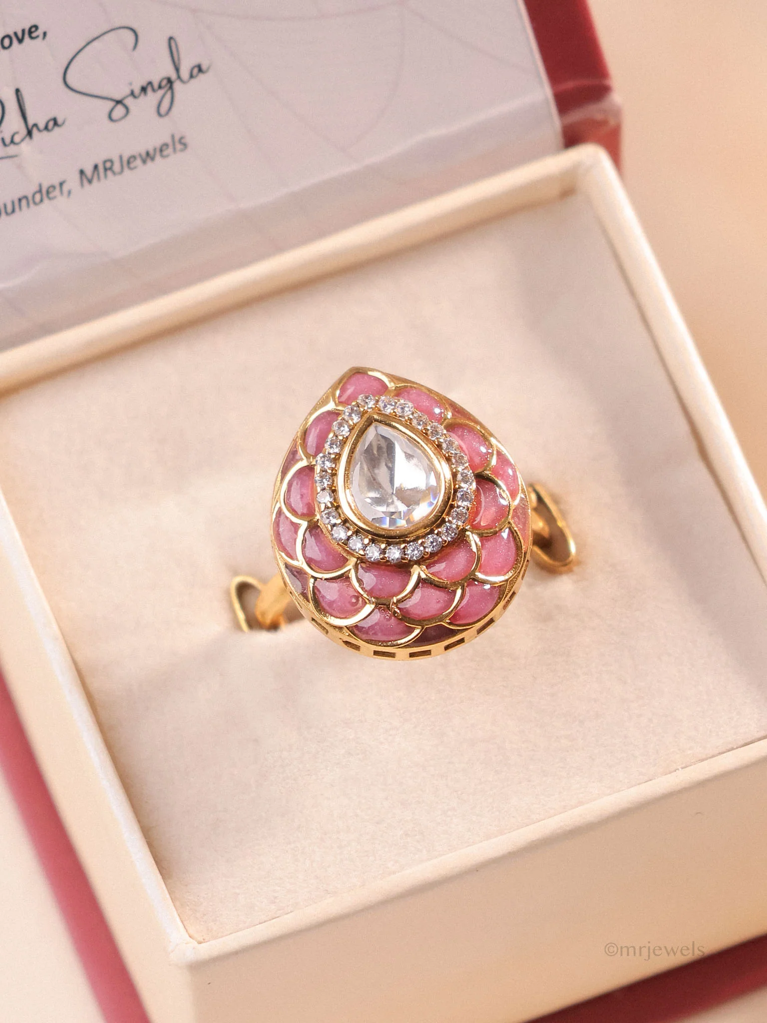 Zehra Meenakari Polki Ring - Image 11