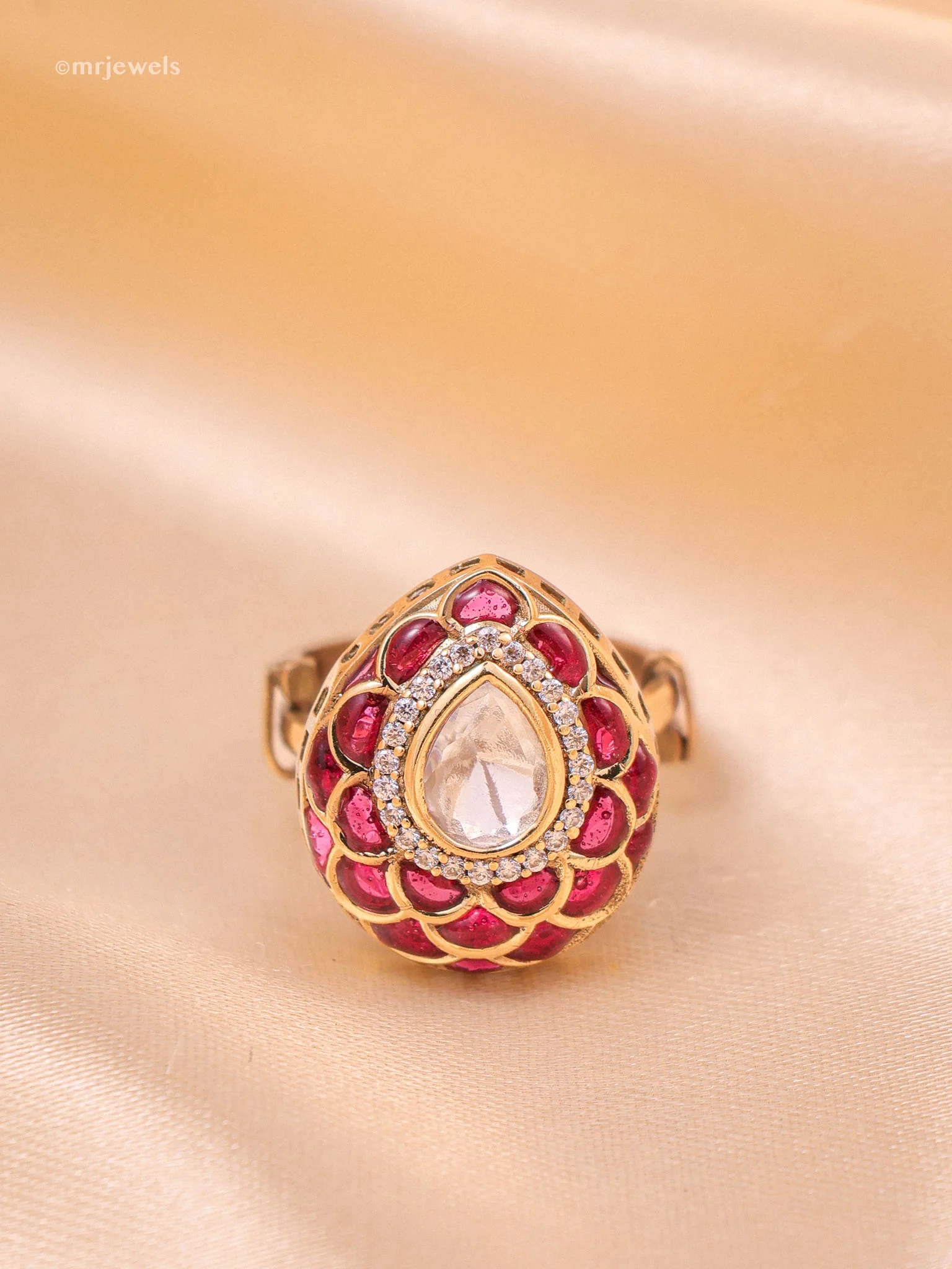 Zehra Meenakari Polki Ring - Image 2