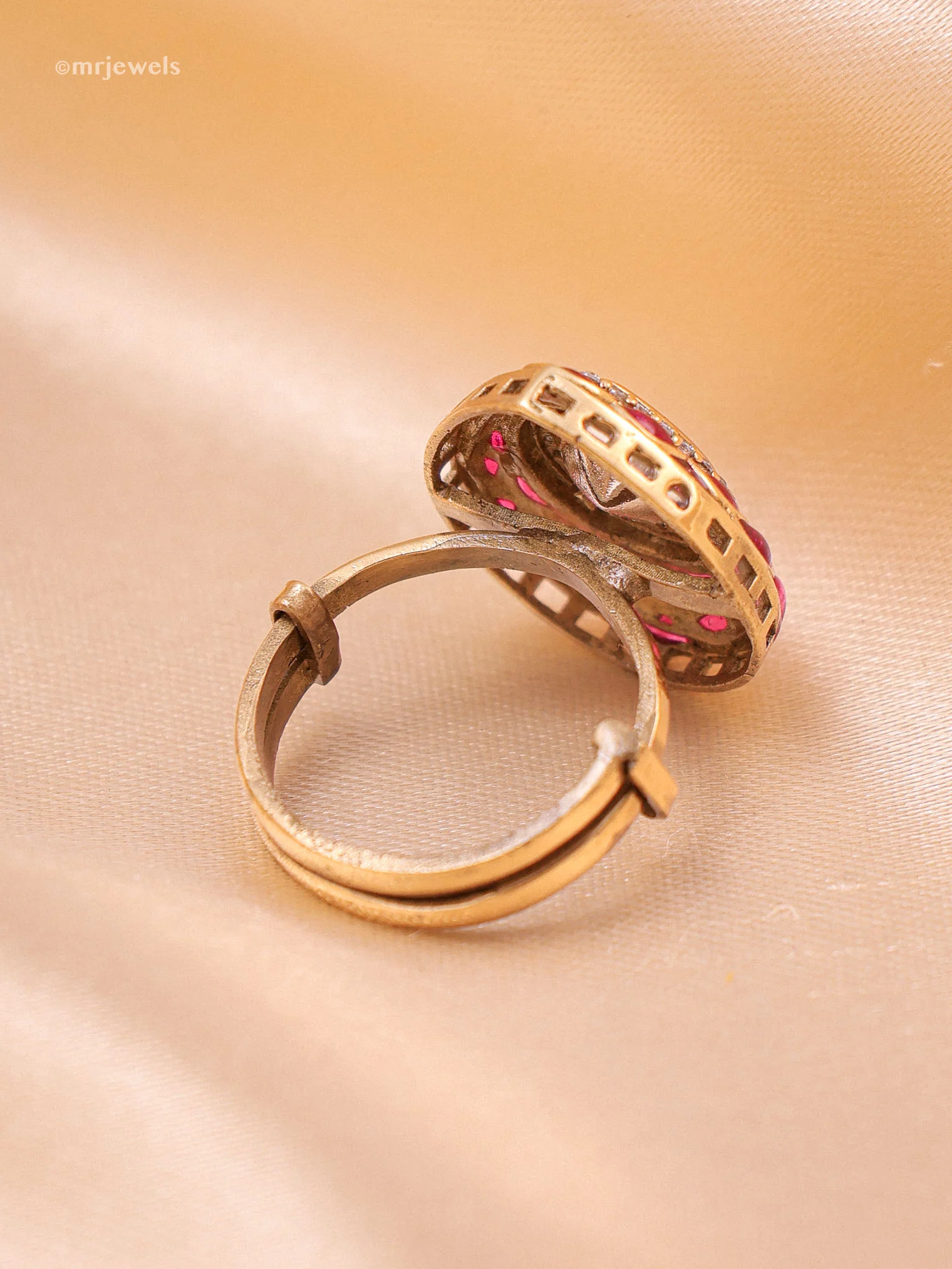 Zehra Meenakari Polki Ring - Image 3