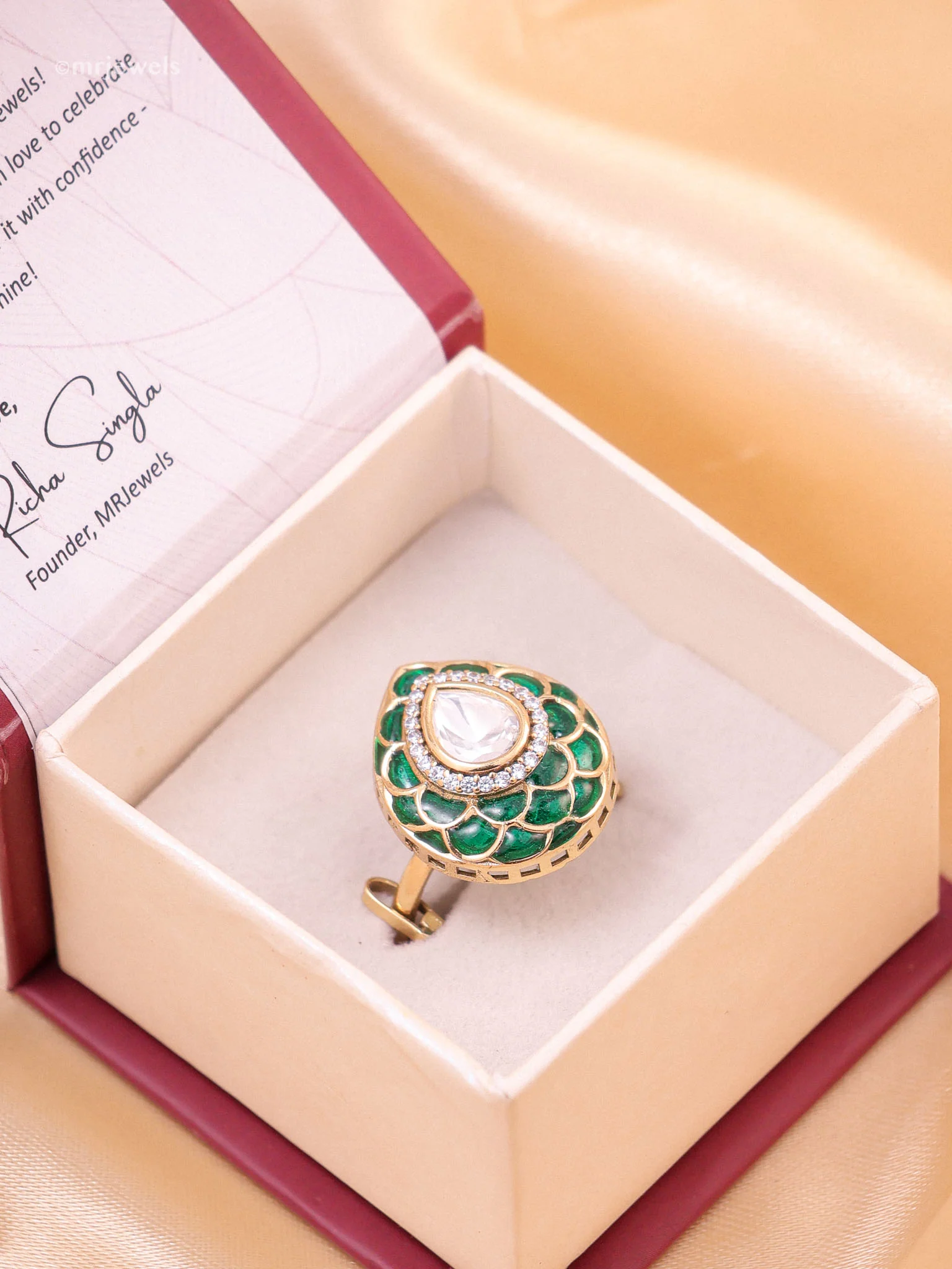 Zehra Meenakari Polki Ring - Image 4