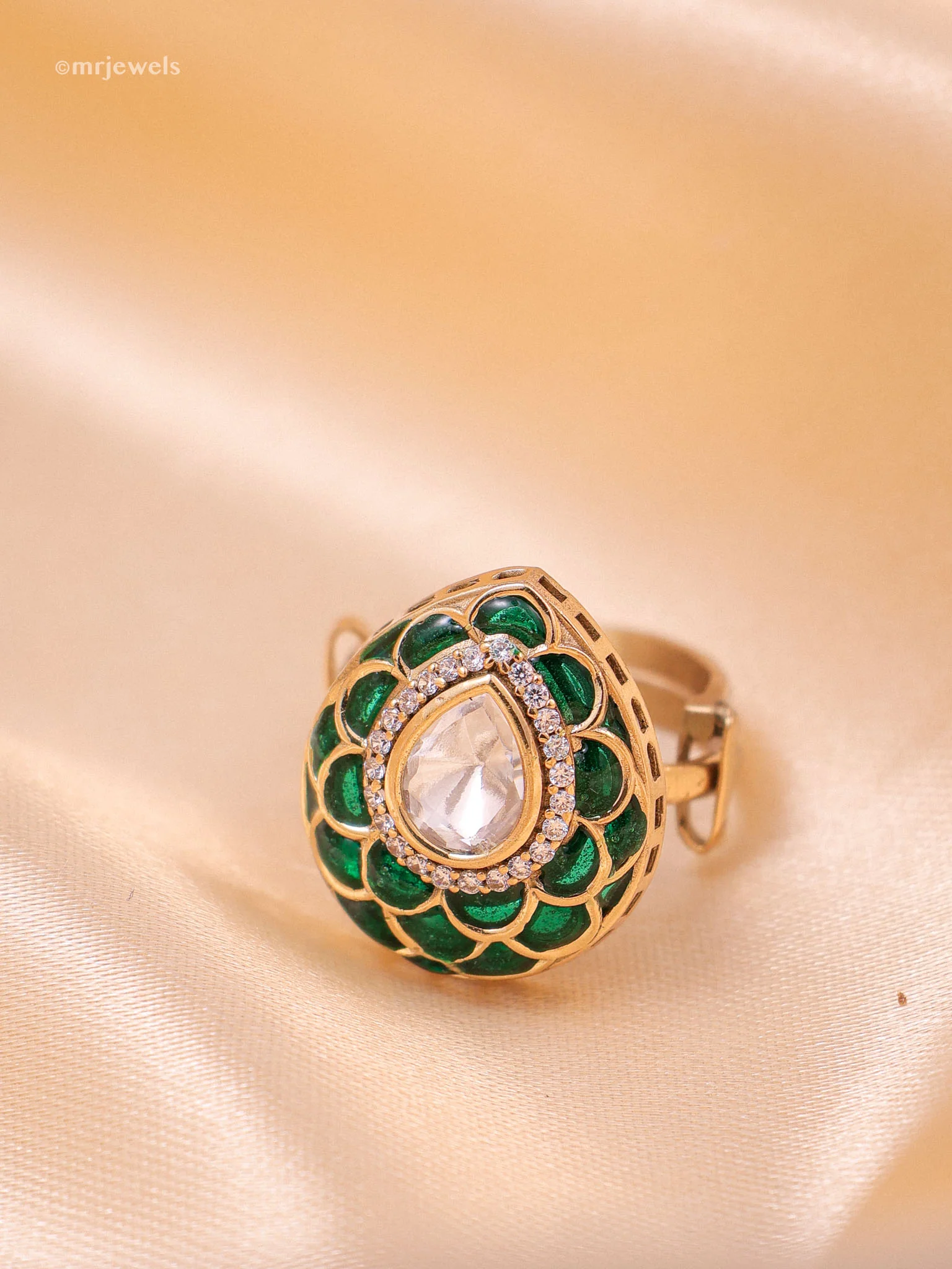 Zehra Meenakari Polki Ring - Image 5