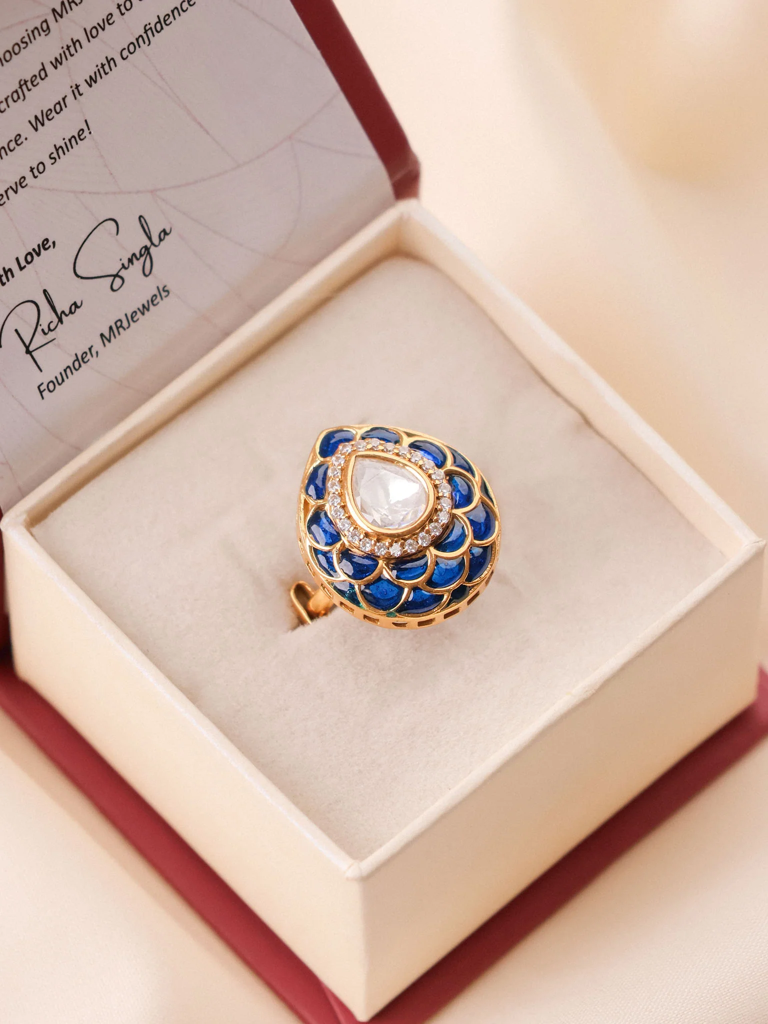 Zehra Meenakari Polki Ring - Image 7