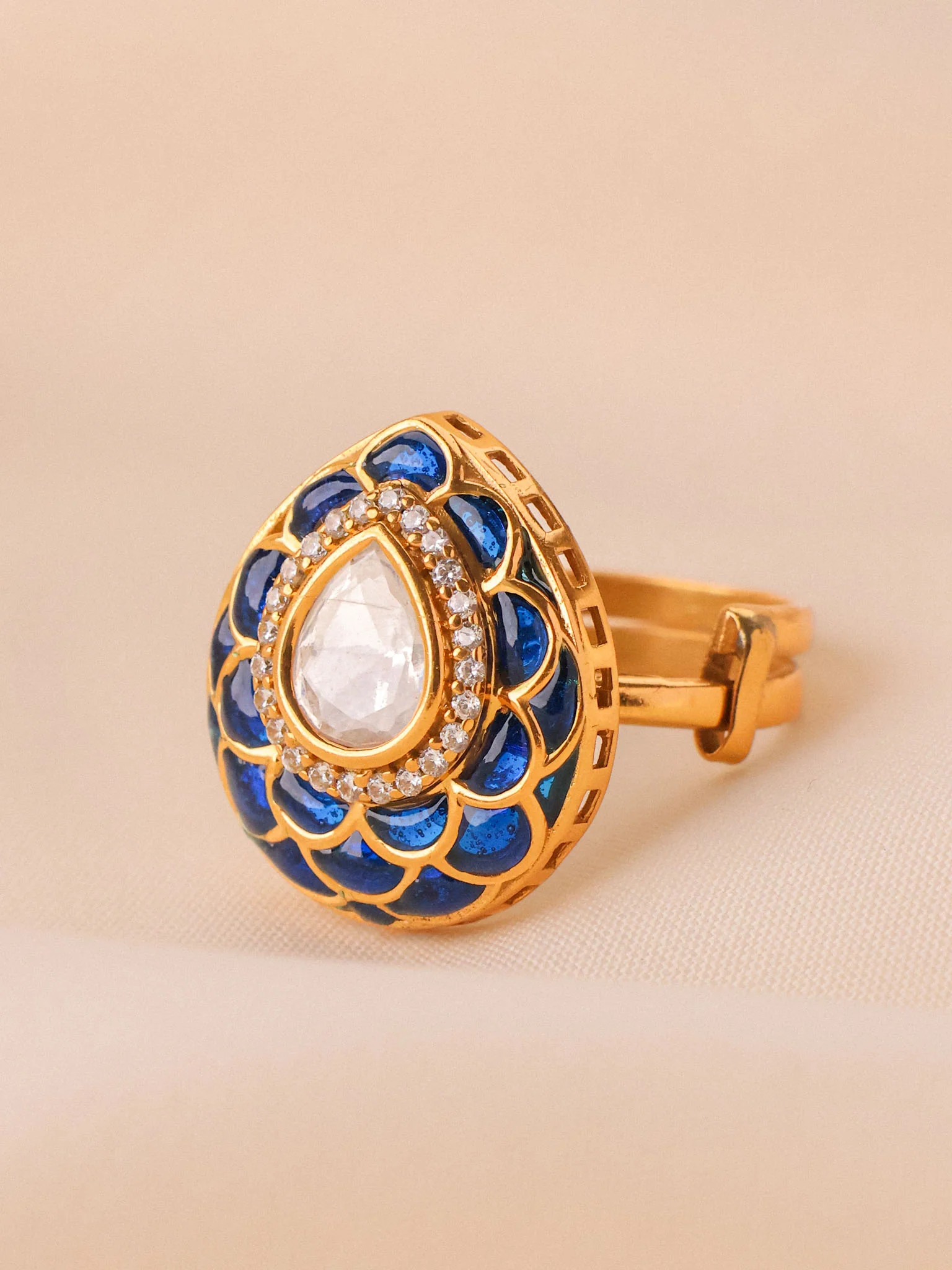 Zehra Meenakari Polki Ring - Image 8