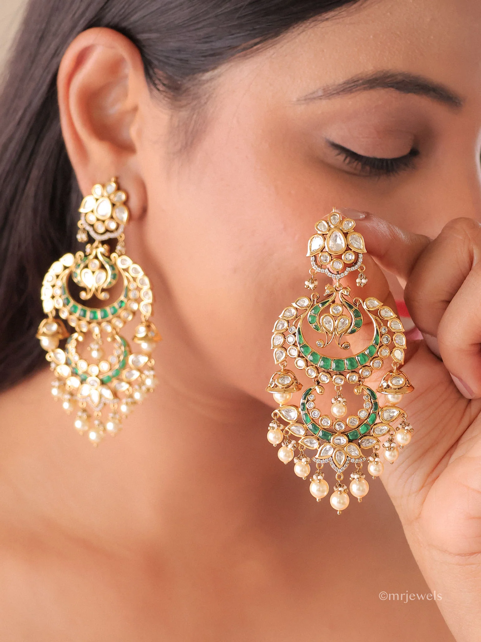 Zehra Noor Peacock Chandbali Earrings - Image 3