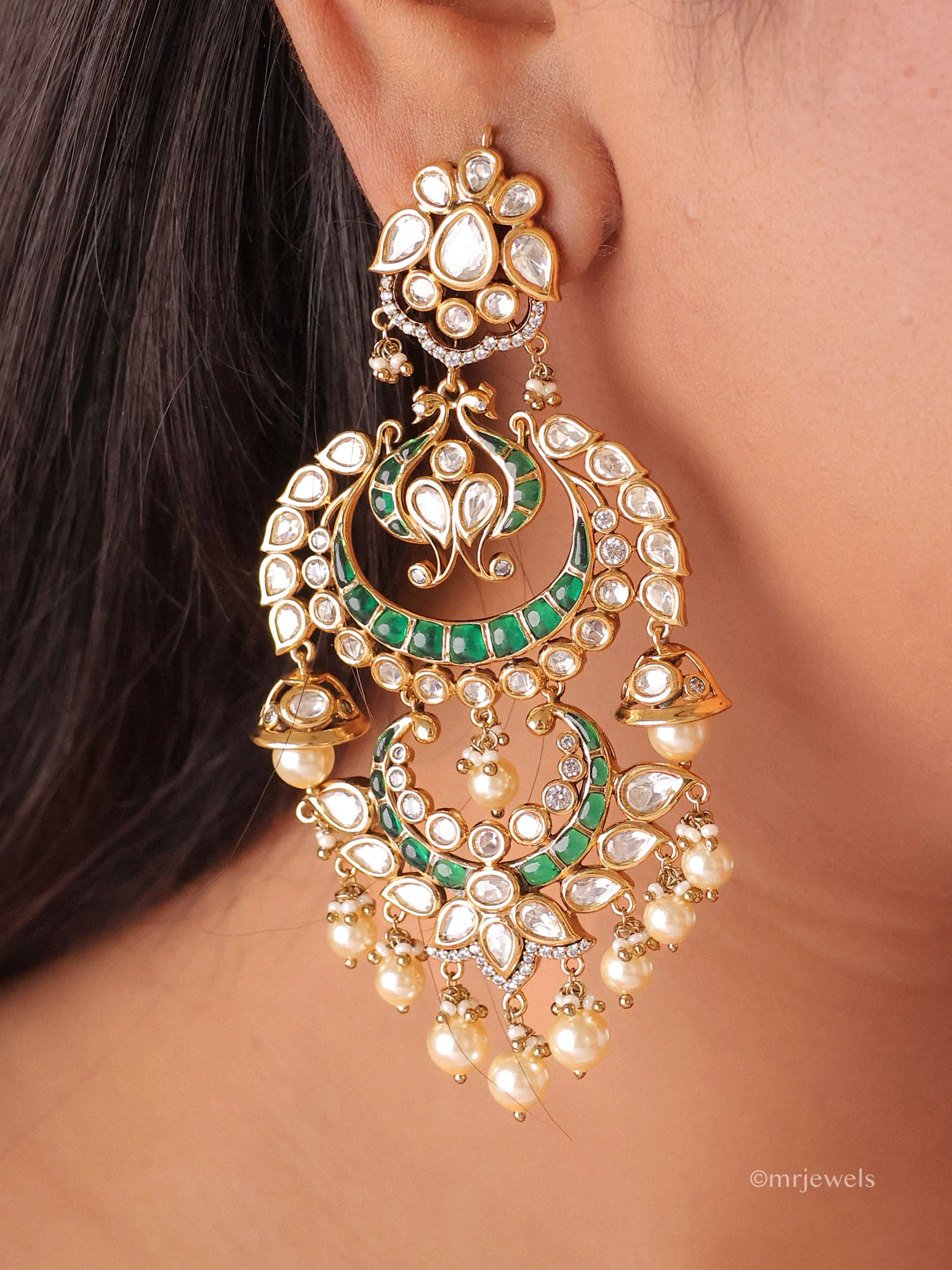 Zehra Noor Peacock Chandbali Earrings - Image 4
