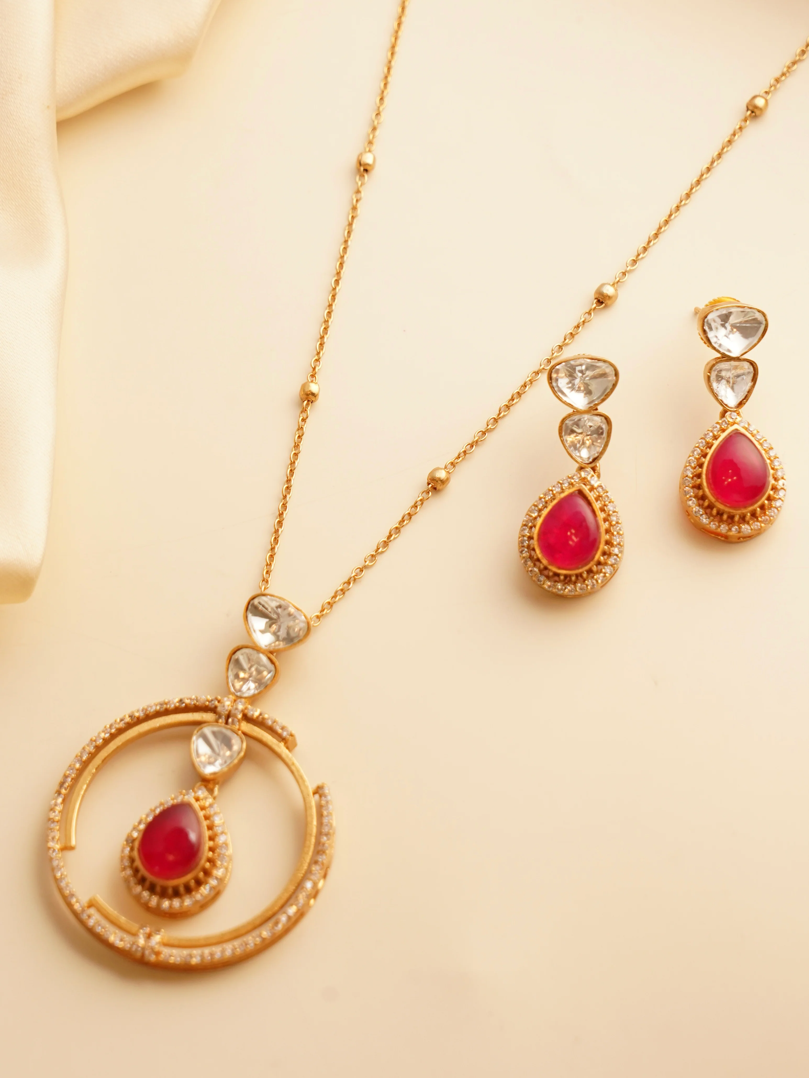 Ziva Circle Drop Set – Emerald & Ruby Variants