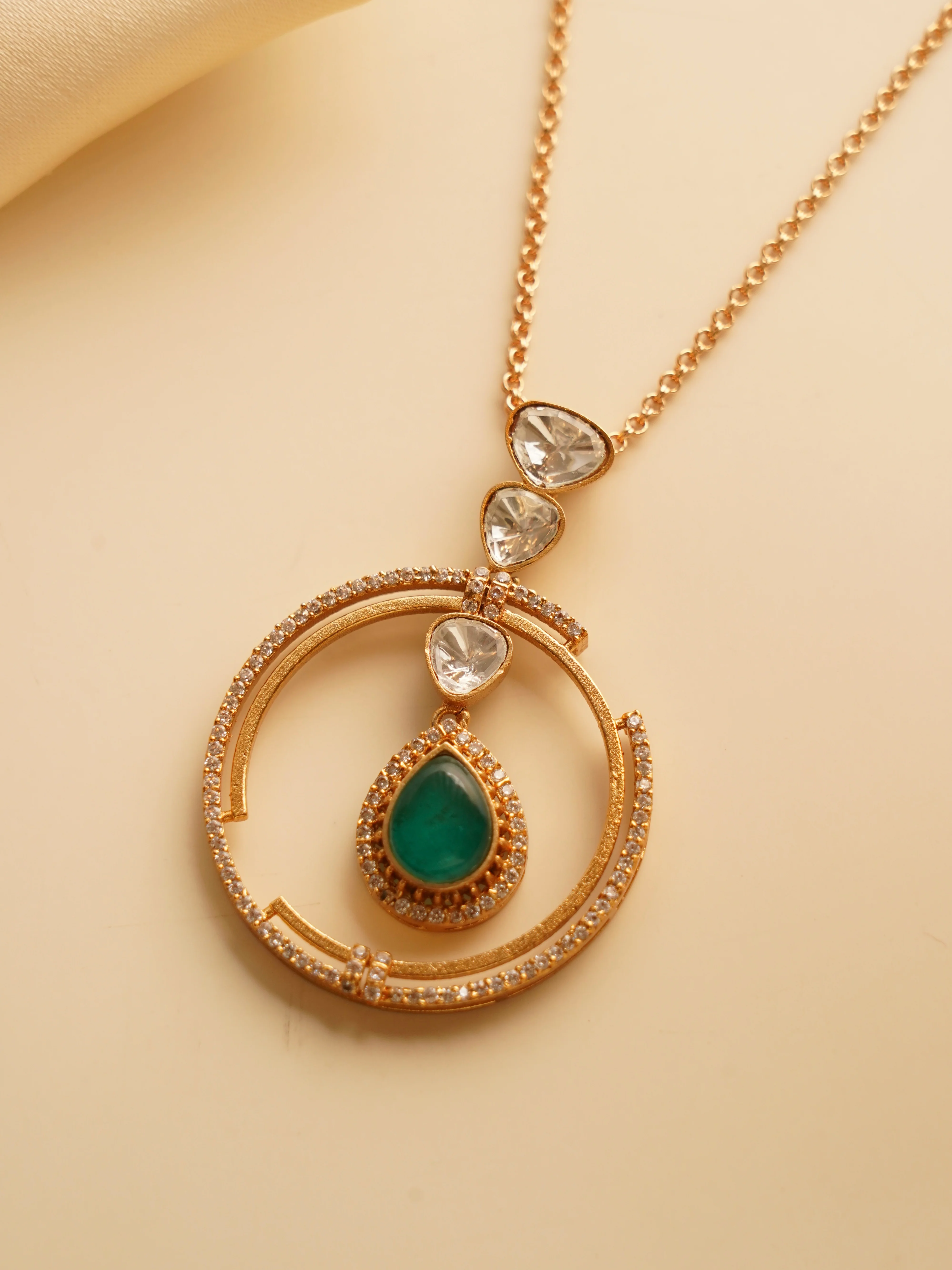 Ziva Circle Drop Set – Emerald & Ruby Variants - Image 4