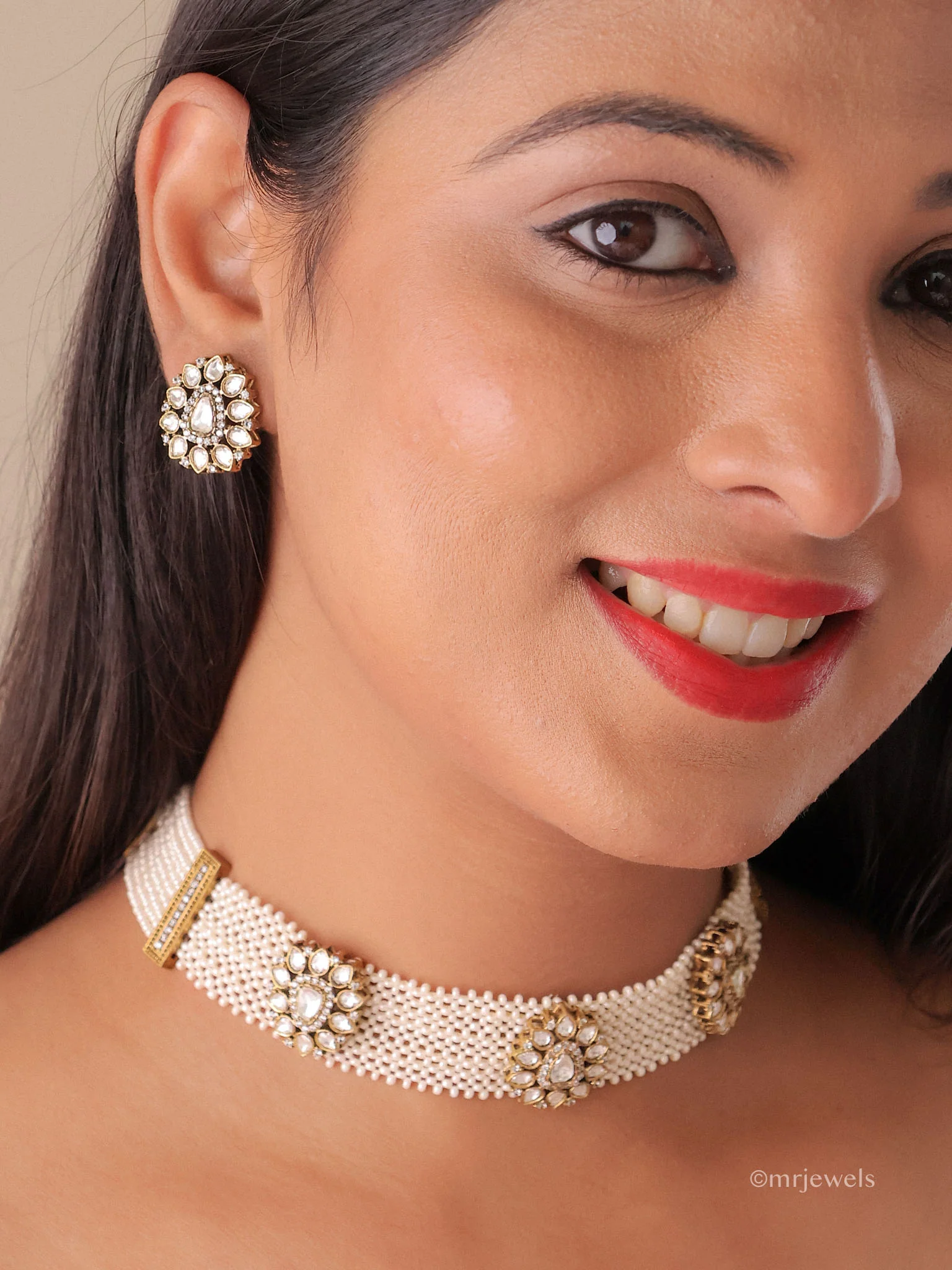 Zivara Pearl Polki Choker Set