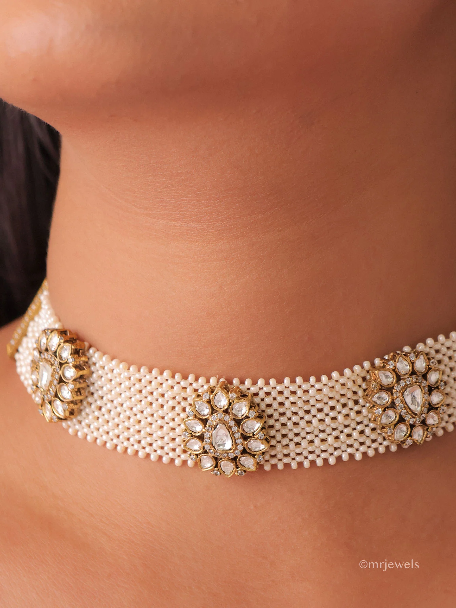 Zivara Pearl Polki Choker Set - Image 2
